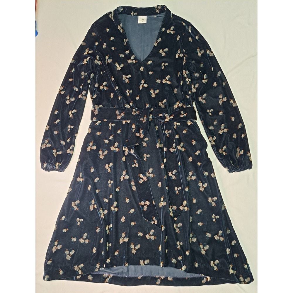 Cabi Decked Out Navy Floral Velvet Dress M Whimsigoth Fairy Grunge Cottage Noir‎
